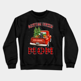 Christmas Scottish Terrier Mom Santa Hat Truck Tree Plaid Dog Mom Christmas Crewneck Sweatshirt